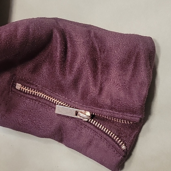 LC Lauren Conrad Runway Collection, Size 6 Burgundy Moto Jacket, Faux Suede - Picture 9 of 14